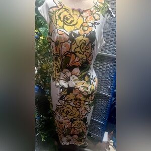 London Times White Floral Midi Dress